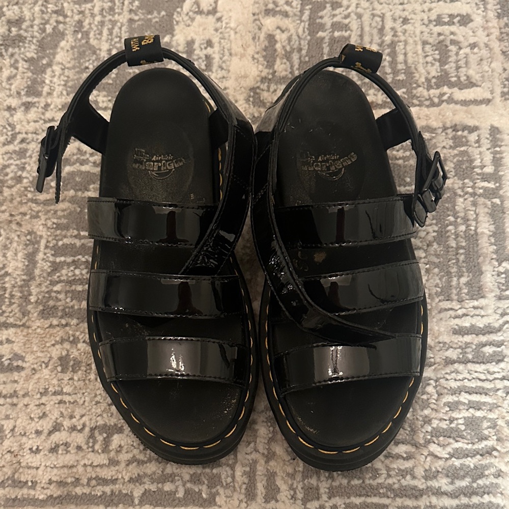 Dr. Martens Glossy Black Sandals